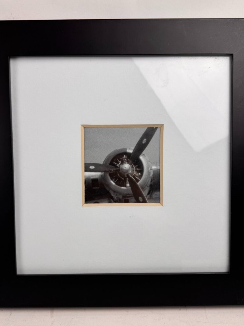 Vintage Aviation Airplane Propeller B&W Photography Framed WallArt Decor 12"x12"